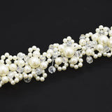 Bridal Wedding Crystal Pearl Flower Headband Hair Comb for Women