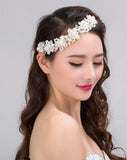 Bridal Wedding Crystal Pearl Flower Headband Hair Comb for Women