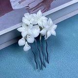 Ceramic Flower Hair Combs Clips for Women Bride Headpiece