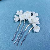 Ceramic Flower Hair Combs Clips for Women Bride Headpiece