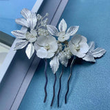 Ceramic Flower Hair Combs Clips for Women Bride Headpiece