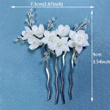 Ceramic Flower Hair Combs Clips for Women Bride Headpiece