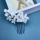 Ceramic Flower Hair Combs Clips for Women Bride Headpiece
