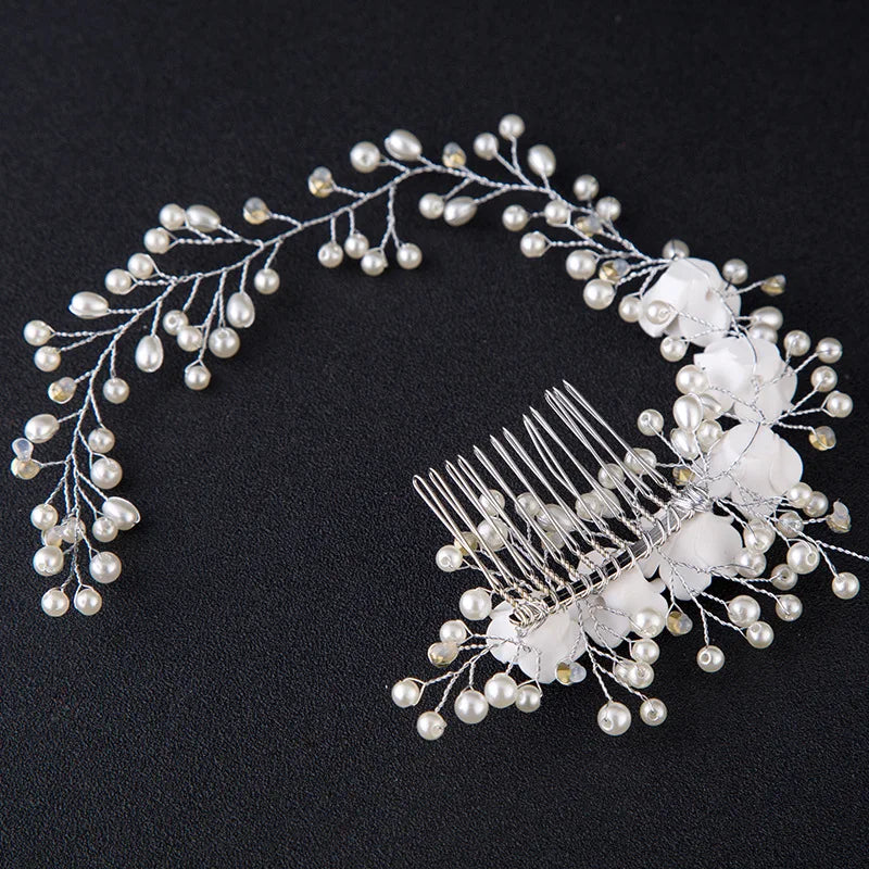 Crystal Pearl Flower Bridal Wedding Hair Accessories Headband