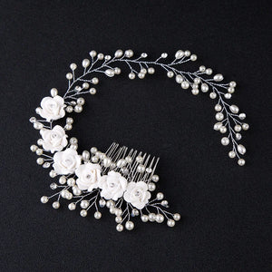 Crystal Pearl Flower Bridal Wedding Hair Accessories Headband