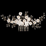 Crystal Flower Pearl Hair Comb Clips Bridal Headpiece