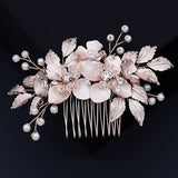 Crystal Flower Pearl Hair Comb Clips Bridal Headpiece