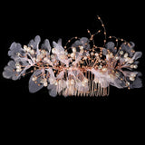 Crystal Flower Pearl Hair Comb Clips Bridal Headpiece