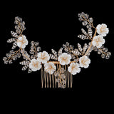 Crystal Flower Pearl Hair Comb Clips Bridal Headpiece