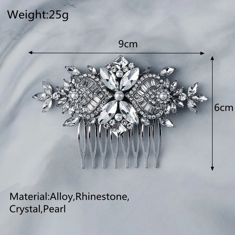 Crystal Hair Comb Clips Rhinestone Hair Jewelry Bridal Headpiece