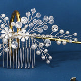 Crystal Flower Hair Combs Clips for Bridal Wedding