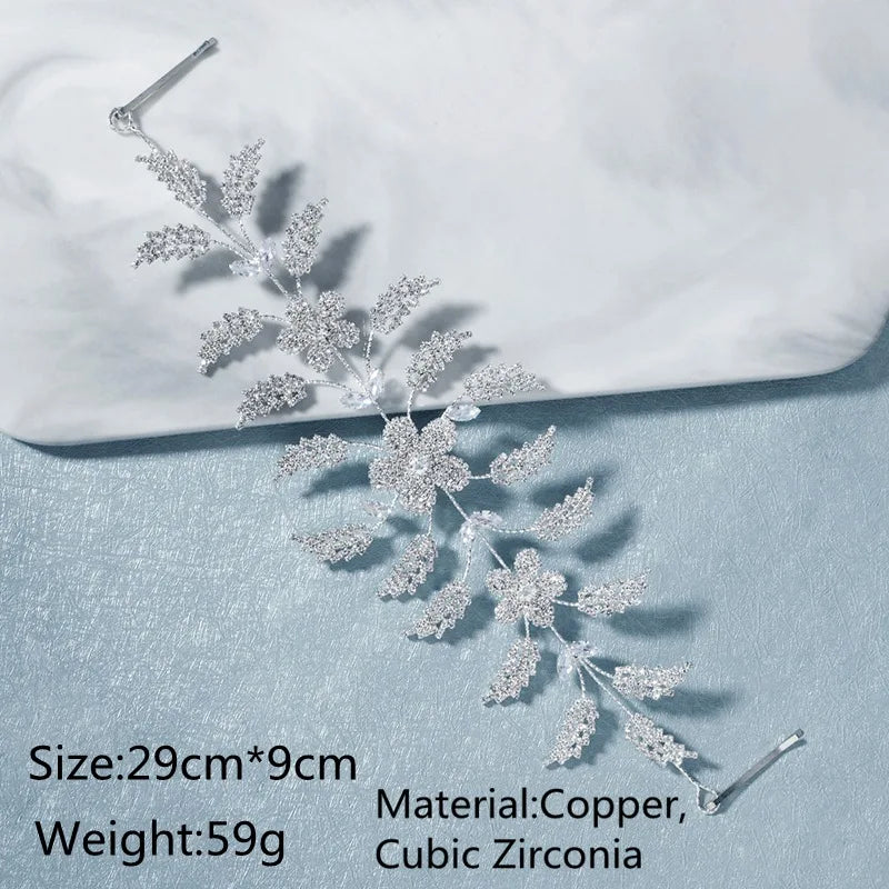 CZ Hair Comb Clips Jewelry for Women Headband Bride Prom