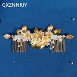 Handmade Pearl Flower Leaf Hair Comb Clips for Women Bride