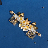 Handmade Pearl Flower Leaf Hair Comb Clips for Women Bride
