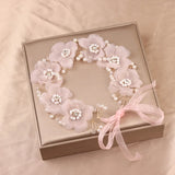 Pearl Hairband Fairy Pink Wreath Head Flower Crown