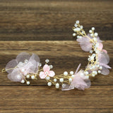 Pearl Hairband Fairy Pink Wreath Head Flower Crown