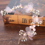 Pearl Hairband Fairy Pink Wreath Head Flower Crown
