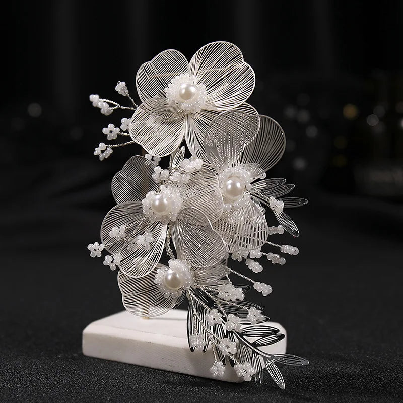 Bridal Wedding Headband Tiara Pearl Hairpin Hair Clip for Women Bride