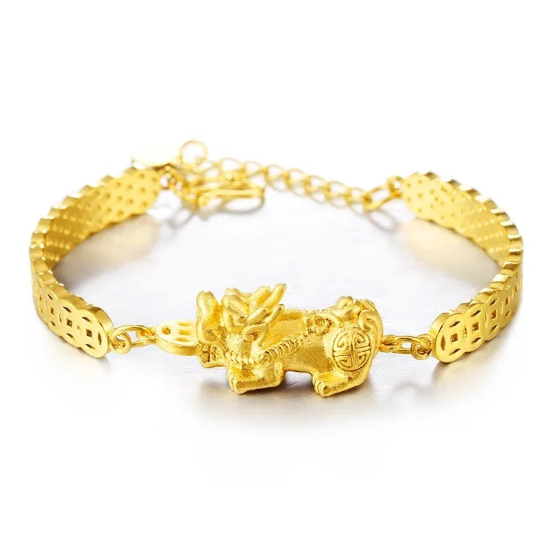 18K Copper Plated Pixiu Adjustable Bracelet Women Charm Bangle Dubai