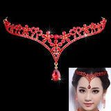 Bridal Wedding Jewelry Silver Red Forehead Hair Accessories Bride Head Chain