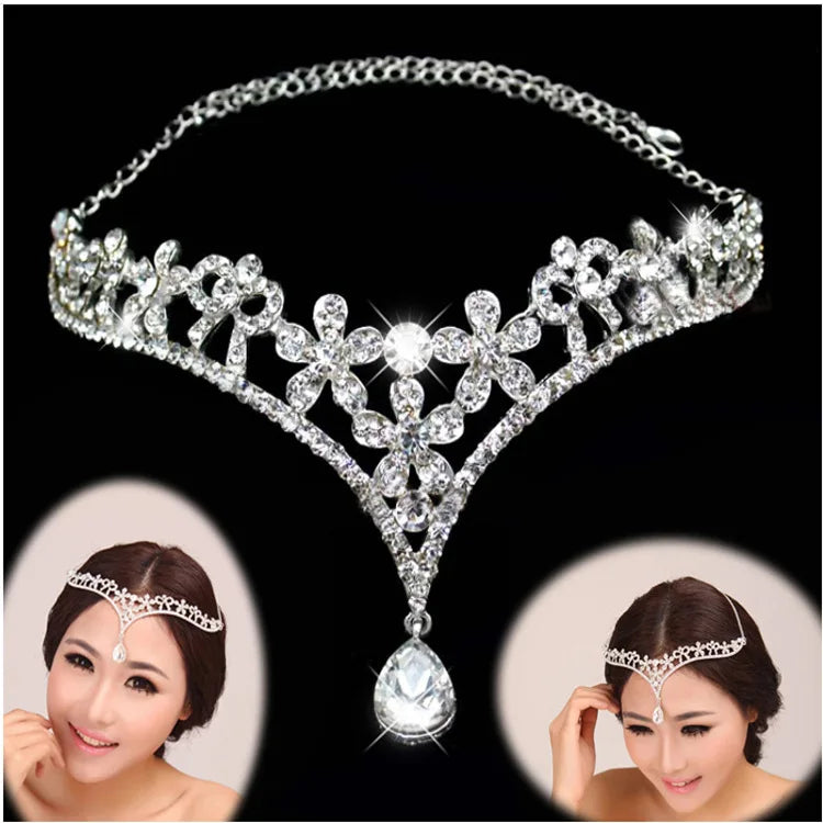 Bridal Wedding Jewelry Silver Red Forehead Hair Accessories Bride Head Chain