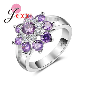 Purple Cubic Zirconia Sterling Silver Wedding Ring