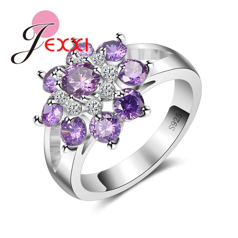 Purple Cubic Zirconia Sterling Silver Wedding Ring