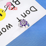 Purple Cubic Zirconia Sterling Silver Wedding Ring
