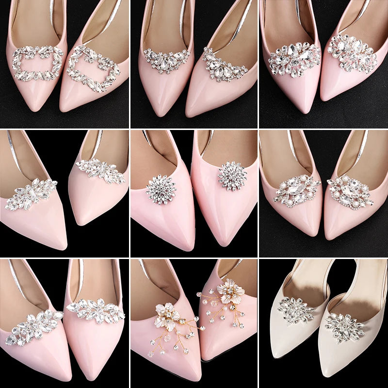 Crystal Silver Bridal Shoe Clips Women Accessories