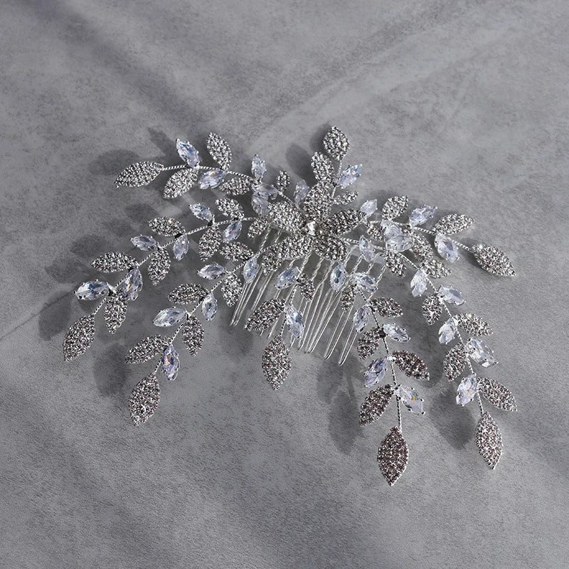 Zircon Hair Comb Silver Wedding Prom Crown