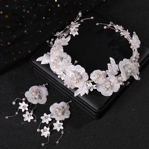 Bridal Hair with Flowers Crystal Wedding Headdress Pearl Flower Hair