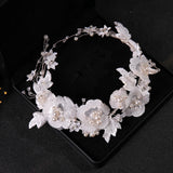 Bridal Hair with Flowers Crystal Wedding Headdress Pearl Flower Hair