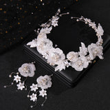 Bridal Hair with Flowers Crystal Wedding Headdress Pearl Flower Hair