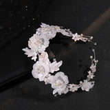 Bridal Hair with Flowers Crystal Wedding Headdress Pearl Flower Hair