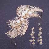 Bridal Wedding Crown Headdress Earring Set Retro Style