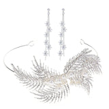 Bridal Wedding Crown Headdress Earring Set Retro Style