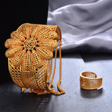 24K Dubai Bangles For Women African Ethiopian Bracelets With Ring