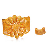 24K Dubai Bangles For Women African Ethiopian Bracelets With Ring