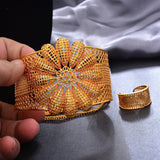 24K Dubai Bangles For Women African Ethiopian Bracelets With Ring