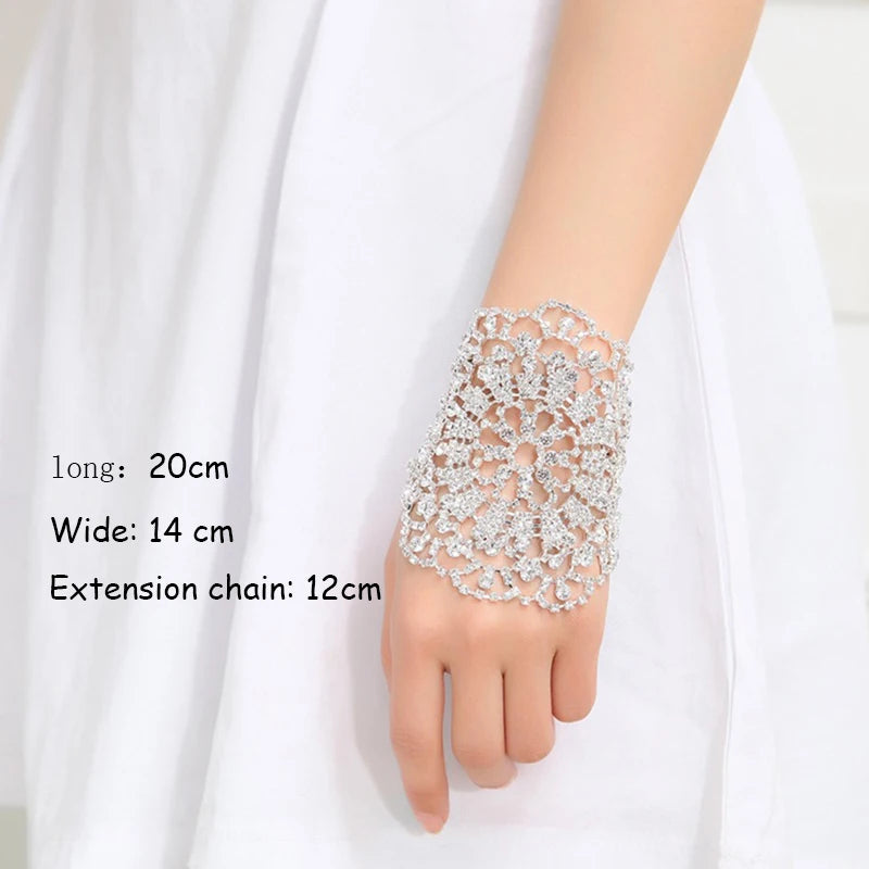 Bride Bracelet Arm Chain Jewelry Rhinestone Crystal Lady Flower Bracelet
