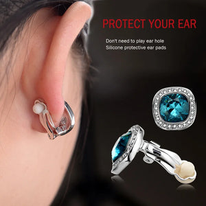 Top Crystal Clip Earrings Silver CZ Vintage Jewelry