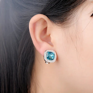 Top Crystal Clip Earrings Silver CZ Vintage Jewelry