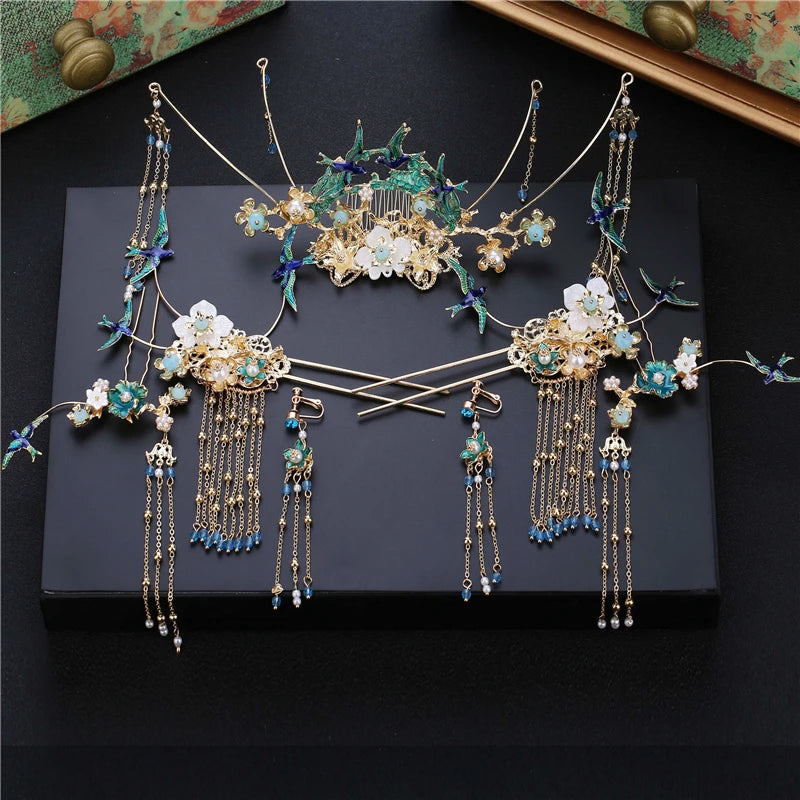 Chinese Tiara Dragon Phoenix Wedding Hair Jewelry