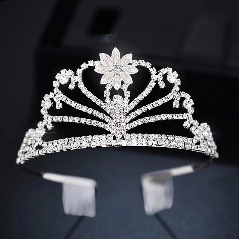 Bride Crystal Crown Headdress Wedding Hair Comb