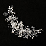 Crystal Headbands Silver Plated Flower Pearls Hairbands for Women Girls Wedding