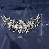 Crystal Headbands Silver Plated Flower Pearls Hairbands for Women Girls Wedding