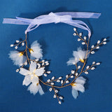 Bridal Flower Headband Tiara Ribbon Wedding Hair Jewelry