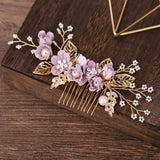 Bride Hair Accessories Hair Comb Pearl Flower Alloy Bride Wedding Headdress
