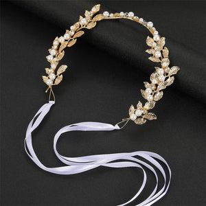 Bride Hair Accessories Leaf Headbands Crystal Pearls Hairbands for Women