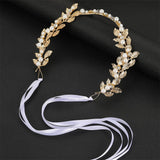 Bride Hair Accessories Leaf Headbands Crystal Pearls Hairbands for Women